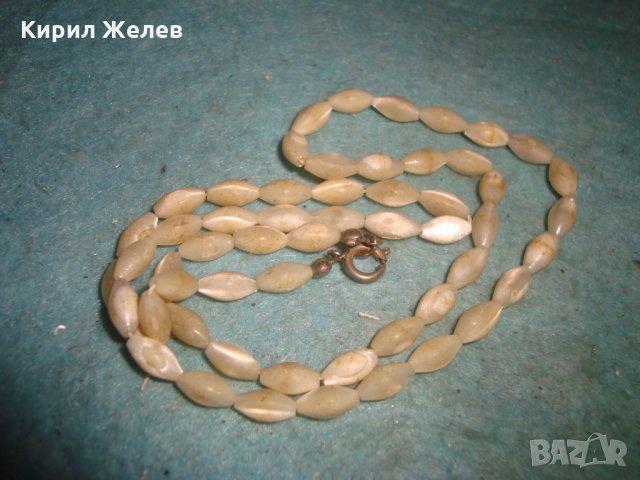 СТАР АРТ ДЕКО СКЪПОЦЕНЕН ГЕРДАН от РЪЧНО ШЛИФОВАН БЯЛ ИВИЧЕСТ АХАТ с ПОСРЕБРЕНА ЗАКОПЧАЛКА 27065, снимка 9 - Антикварни и старинни предмети - 35078554