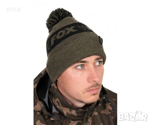 Шапка с пискюл Fox Collection Bobble - Green & Black, снимка 2 - Екипировка - 43132714