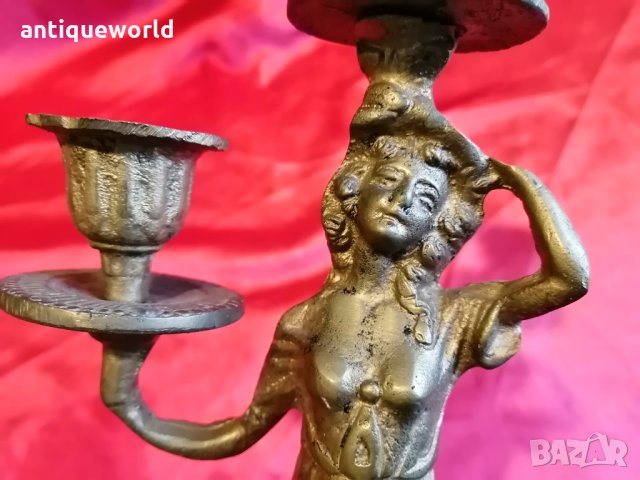 Рядък АРТ ДЕКО Бронзов Свещник ,с Женска Фигура , снимка 9 - Антикварни и старинни предмети - 35272130