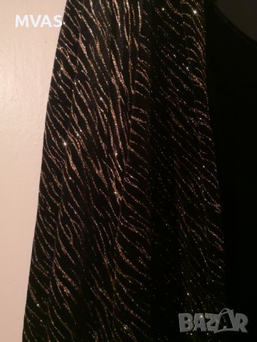 Ново вечерно кадифено сако с блуза XL размер черно със златно, снимка 7 - Сака - 38345779