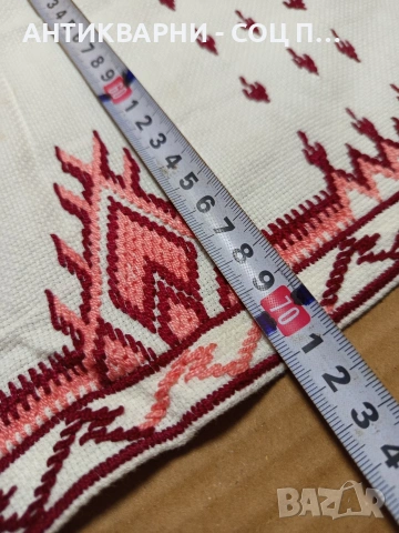 Соц Старо Ръчно Бродирано Каре Покривка Номер 275., снимка 7 - Антикварни и старинни предмети - 53057365