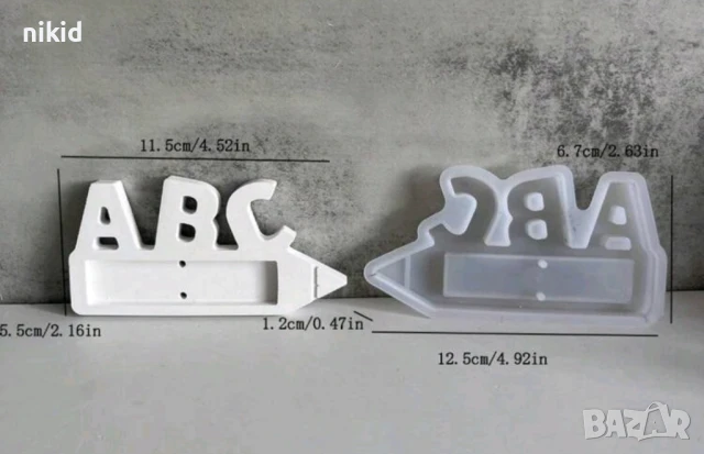 ABC молив с отвор дупка поставяне сувенир пари киндер училище силиконов молд форма смола гипс, снимка 2 - Форми - 50500460