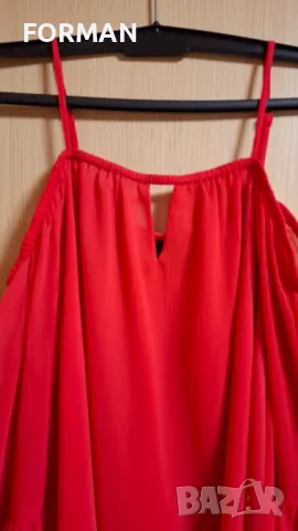 Червена риза с отворени рамене, снимка 11 - Ризи - 47958448