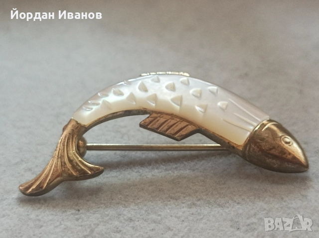 Старинна брошка с позлата и седеф , снимка 3 - Други - 52809983