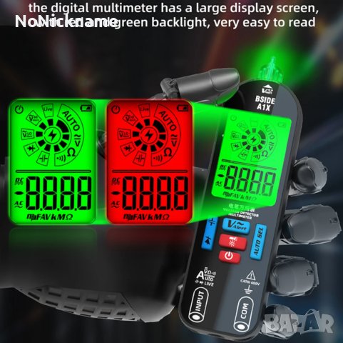 BSIDE A1X Многофункционален волтметър мултицет мултиметър безконтактен фазомер детектор, снимка 12 - Други инструменти - 43166031