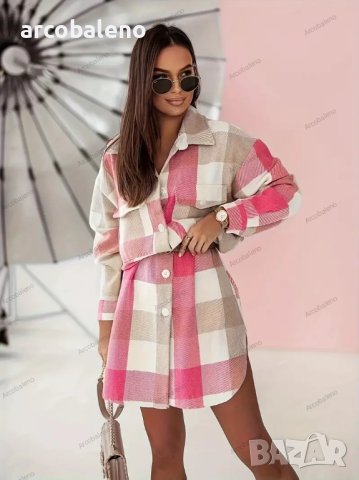 Дамска фланелена карирана дълга модерна риза (яке), 4цвята , снимка 2 - Якета - 43398484