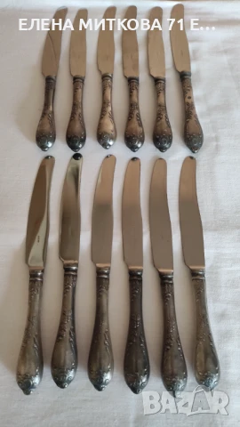 Старинни руски посребрени ножове -МНЦ-от времето на СССР, снимка 4 - Прибори за хранене, готвене и сервиране - 50587286