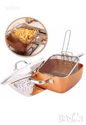 Дълбок тиган с незалепващо покритие 6в1, снимка 3 - Съдове за готвене - 49889159