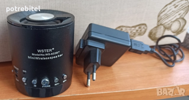 Преносима тонколона с Bluetooth WS-633BT Red, FM радио, USB и micro SD CARD слот + адаптер