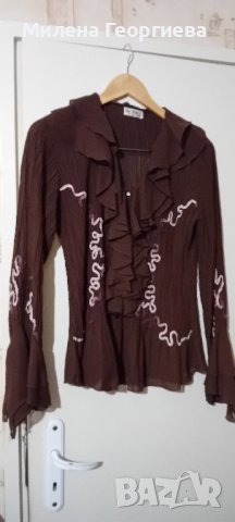 Ефектна блузка в кафяво, Р-р М/Л