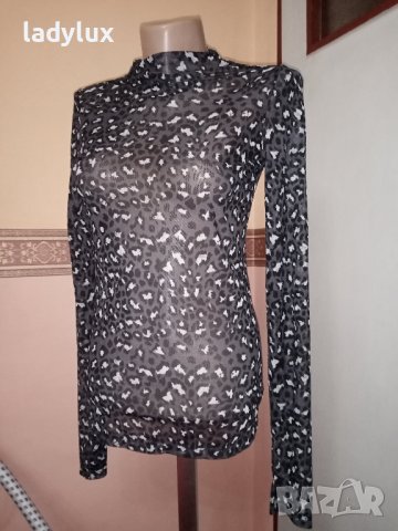 Vila, Тюлена Еластична Блуза, Размер S/М. Код 2156, снимка 2 - Блузи с дълъг ръкав и пуловери - 44068978