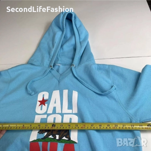 Суитшърти с качулка и ретро надпис с надпис Californian flag размер L, син., снимка 2 - Суичъри - 52796492