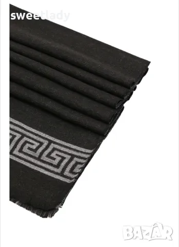 Елегантен мъжки шал сиво и черно на мотиви, снимка 4 - Шалове - 48183560