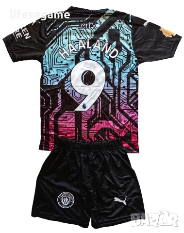 Детско - юношески футболен екип Манчестър Сити комплект Холанд тениска Manchester City Haaland 