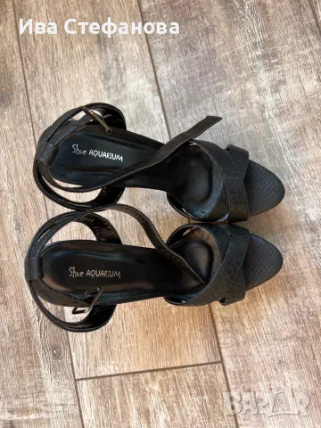 Нови секси елегантни сандали висок ток черни лека платформа номер 39, снимка 5 - Сандали - 47364779