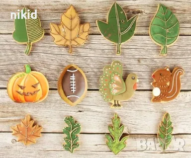 сет 12 бр есенни листа катерица пуйка тиква форми резци форма резец тесто сладки , снимка 4 - Форми - 47501264