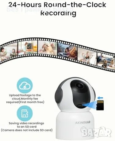 Нова Смарт камера 2K с WiFi, двупосочно аудио, проследяване, охрана дом, снимка 8 - IP камери - 49533416