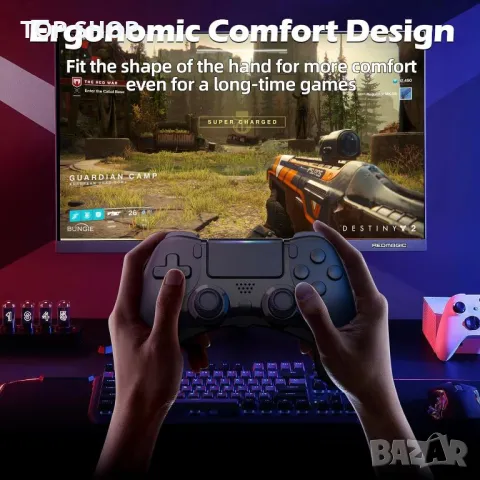 Контролер Clevo за PS4, безжичен контролер за игри, съвместим с P4, P4 Slim,P4 Pro с двойна вибрация, снимка 4 - Аксесоари - 49785472