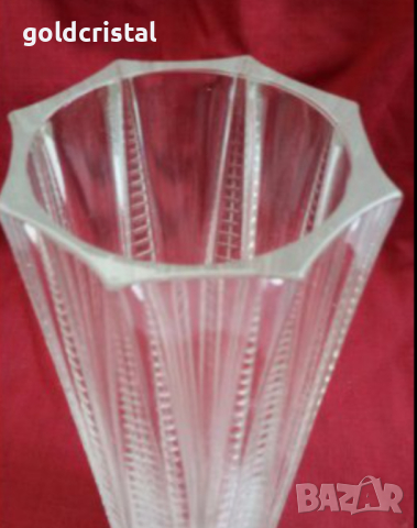  Стъклена  кристална ваза , снимка 2 - Антикварни и старинни предмети - 17785967