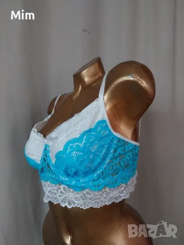 90 С XL Дантелен сутиен в синьо и бяло , снимка 4 - Бельо - 48455087