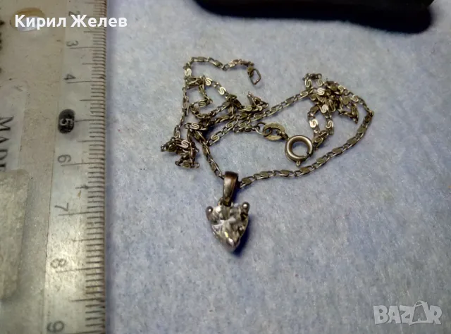 НЕЖЕН СРЕБЪРЕН ПЕНДАНТ с КУБИЧЕН ЦИРКОН ФИАНИТ и СТАРИННА СРЕБЪРНА ВЕРИЖКА СРЕБРО 900 ALIS 39960, снимка 8 - Колиета, медальони, синджири - 50056707