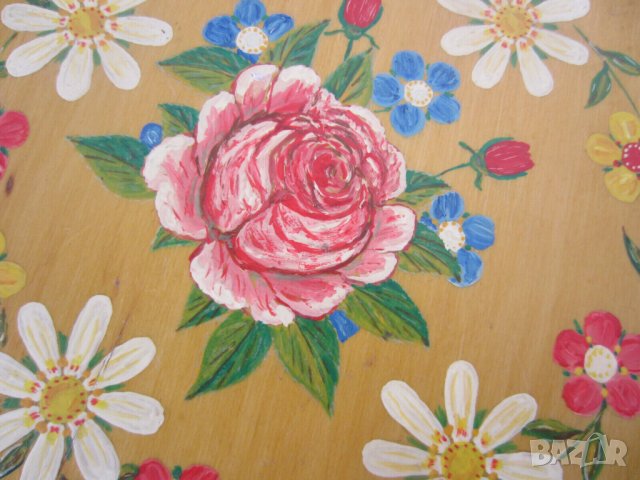 стара дървена рисувана чиния  - поднос от дърво, снимка 4 - Други - 43311510