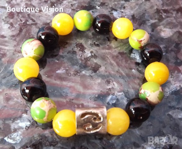 Ново! ГРИВНИ - ЗОДИИ от сребро 950 проба със скъпоценни и полускъпоценни камъни, снимка 4 - Гривни - 32958979