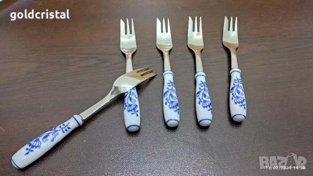 ретро немски вилички с порцелан , снимка 3 - Антикварни и старинни предмети - 49144677