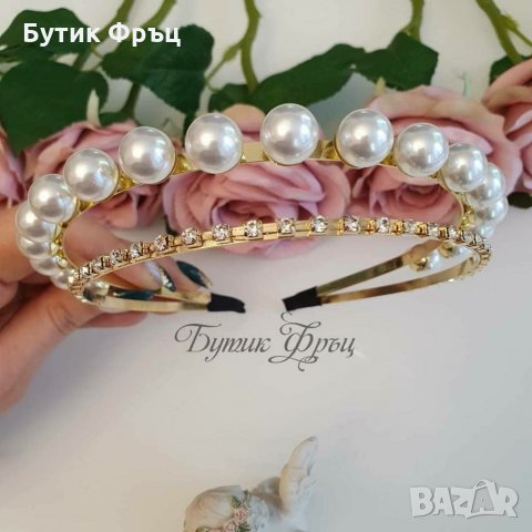 Диадема с перли и бели кристали , снимка 3 - Аксесоари за коса - 33462865