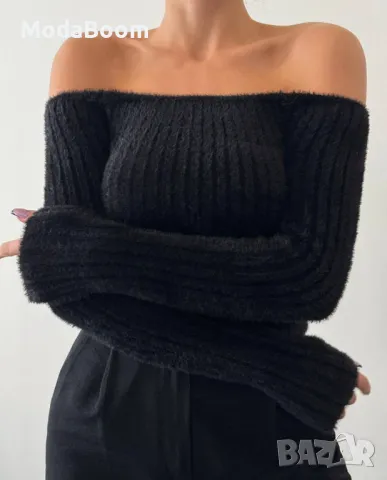 Черен дамски пуловер 