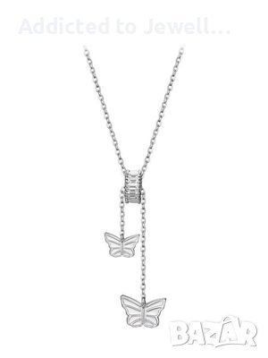 Тотална разпродажба - 50% Сребърно колие "butterfly", снимка 2 - Колиета, медальони, синджири - 39684153