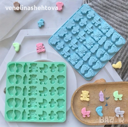 Бебе боди количка краче силиконов молд шоколад лед фондан декорация торта мъфини , снимка 2 - Форми - 53080613