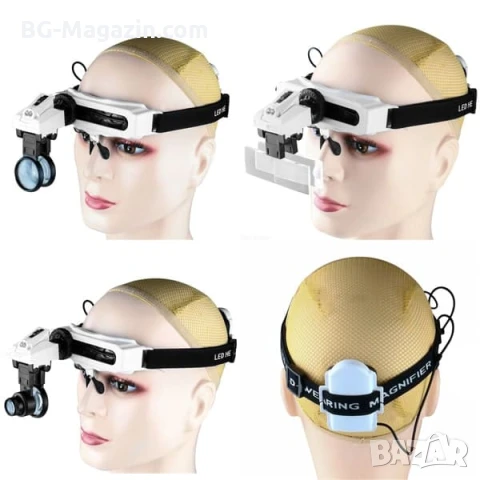 Професионална мощна увеличителна лупа за глава с LED осветление за часовникари бижутери око лед , снимка 10 - Други инструменти - 50921196