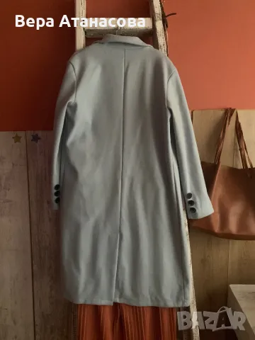 🩵👖👟 Дълго светлосиньо палто 💜, снимка 3 - Палта, манта - 49550948