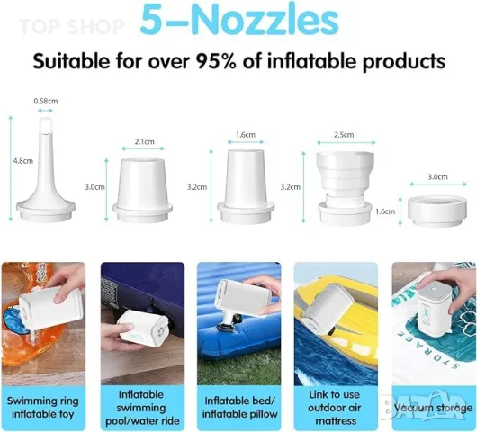 Електрическа въздушна помпа 2 в 1 Homealexa, снимка 3 - Надуваеми легла - 49965402