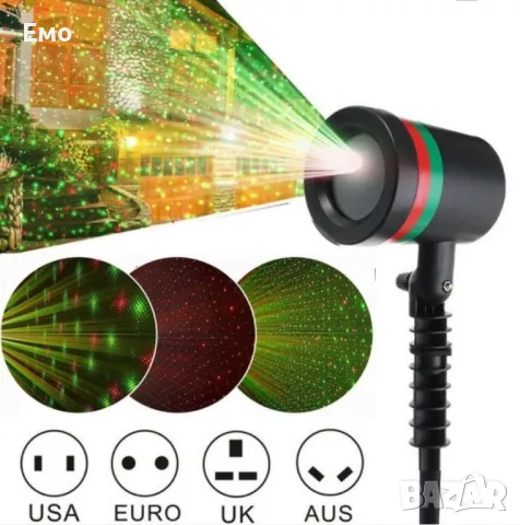 Промоция: Лазерен прожектор. Проектор за Коледна украса "Коледна лазерна лампа с Празнична светлина", снимка 7 - Прожектори - 47855102