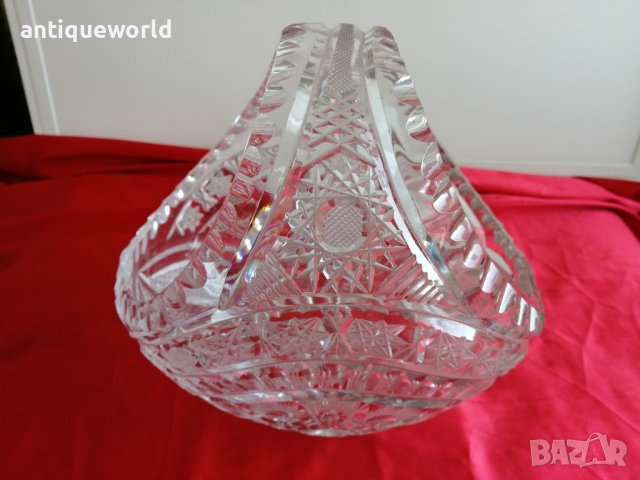 Уникална Кошница ,КРИСТАЛНО Стъкло , Фруктиера, Бисквитиера, снимка 2 - Антикварни и старинни предмети - 43210582