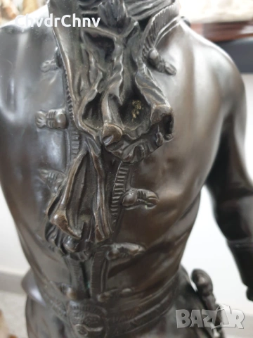 77см-43кг Moreau статуетка-композиция/голяма стара френска скулптура/фигура на ловец с кучета-хрътки, снимка 7 - Статуетки - 53483466