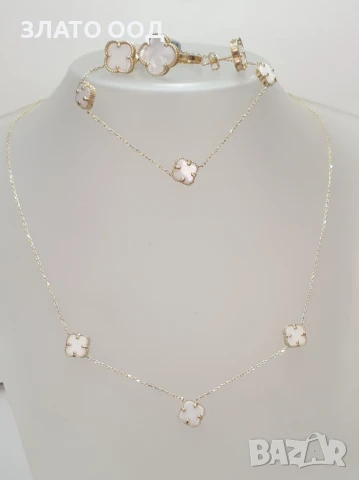 Златни сетове модел ДЕТЕЛИНА - 14К, снимка 4 - Колиета, медальони, синджири - 50461435