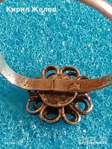 Изящен старинен сребърен пръстен флорален мотив ръчна изработка висока проба сребро 52462, снимка 6 - Пръстени - 52599600