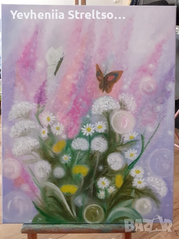 Оригинальная картина маслом ВАЛЬС ВЛЮБЛЕННЫХ МОТЫЛЬКОВ. , снимка 3 - Картини - 52851576