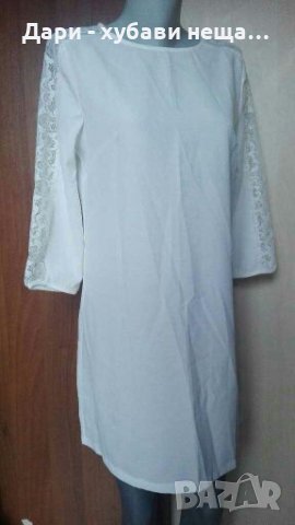 Рокли - бяла и бежова, със свободна кройка👗❤S,M👗❤ арт.1120, снимка 2 - Рокли - 33280473