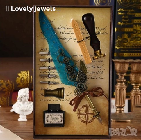 Стилен подаръчен сет перо мастило печат восък