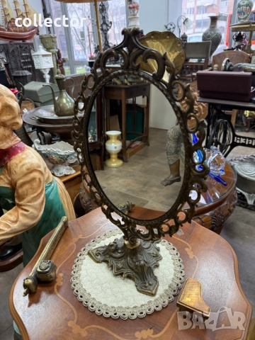 Старо настолно огледало тип БАРОК. №7763, снимка 3 - Антикварни и старинни предмети - 52827432