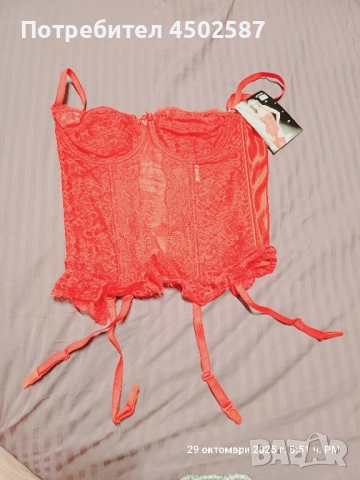 Червен корсет със жартиери, снимка 4 - Корсети, бюстиета, топове - 52715157