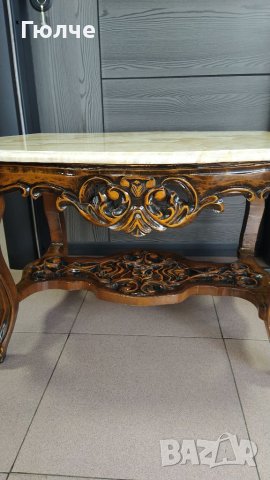 Барокова маса с мраморен плот, снимка 4 - Маси - 40105056