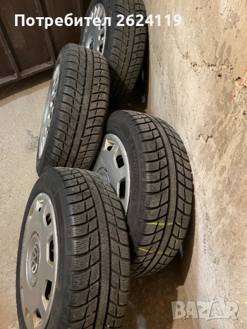 Продавам железни джанти с зимни гуми Michelin Alpin 185/60/15 , 5х100
