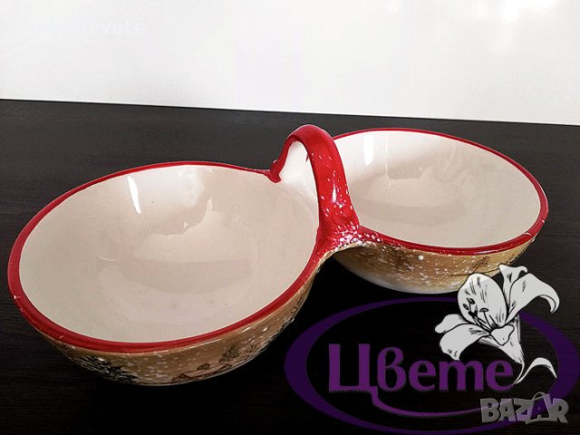 Коледна двойна купа, снимка 3 - Прибори за хранене, готвене и сервиране - 43226329