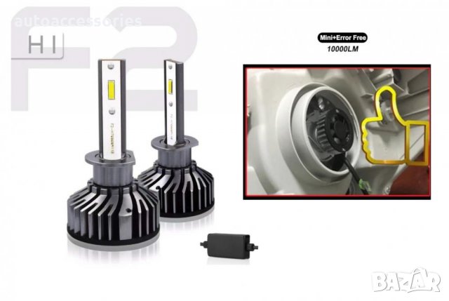Комплект Умалени Mини Лед Led Диодни Крушки H1,H7,H8,H9,H11 Х1 12V 24V 72W 10000lm За Фарове Can Bus, снимка 1