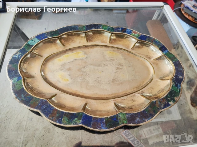 Посребрен поднос с тюркоаз  los castillo taxco Мексико 